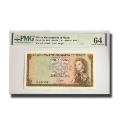 PMG 64 Choice Uncirculated Malta Banknote PICK 26a 1949 1 Pound A/3